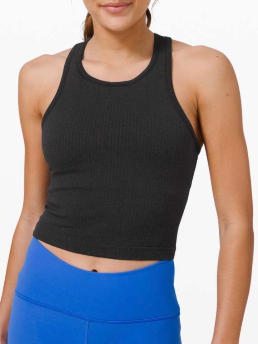 Ebb to Street Cropped Racerback Tank Top in Black